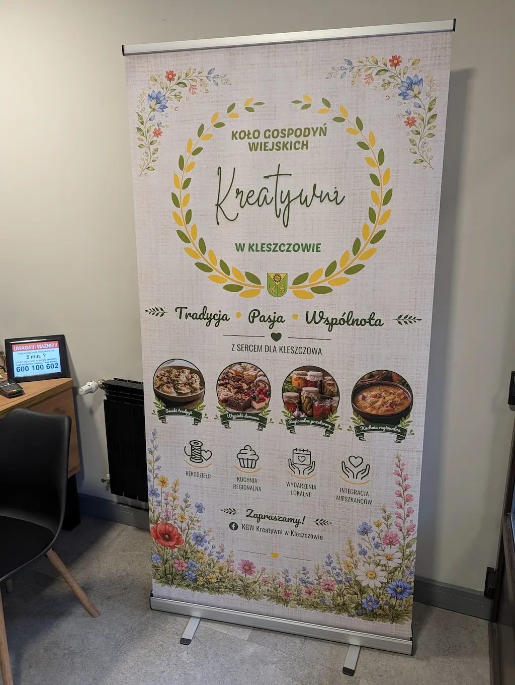Roll-up reklamowy dla Koła Gospodyń Wiejskich Kreatywni w Kleszczowie wykonany w Agencji Reklamy Gawlikowski