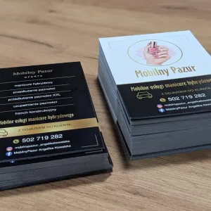 Dwustronne eleganckie ulotki A6 dla marki Mobilny Pazur usługi manicure