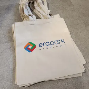 Ekologiczne torby bawełniane z kolorowym nadrukiem logo Era Park Handlowy